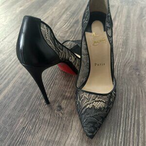 Louboutin Black Lace Heels